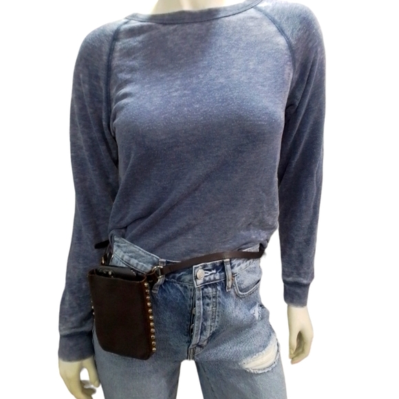 SALE ‼️ Michael Kors Studded Brown Genuine Leather Belt Bag NWT - Picture 4 of 17